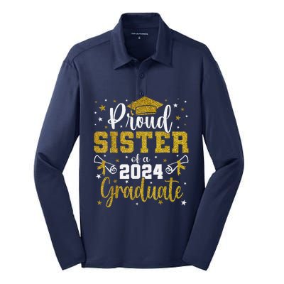 Proud Sister Of A Class Of 2024 Graduate Senior Graduation Silk Touch Performance Long Sleeve Polo