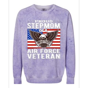 Proud Stepmom Of Us Air Force Veteran Patriotic Military Mom Gift Colorblast Crewneck Sweatshirt