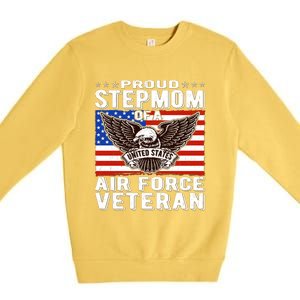 Proud Stepmom Of Us Air Force Veteran Patriotic Military Mom Gift Premium Crewneck Sweatshirt