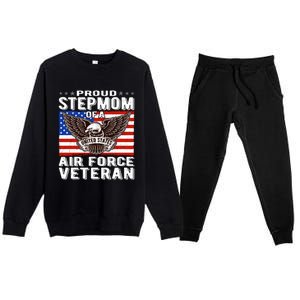 Proud Stepmom Of Us Air Force Veteran Patriotic Military Mom Gift Premium Crewneck Sweatsuit Set