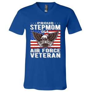 Proud Stepmom Of Us Air Force Veteran Patriotic Military Mom Gift V-Neck T-Shirt