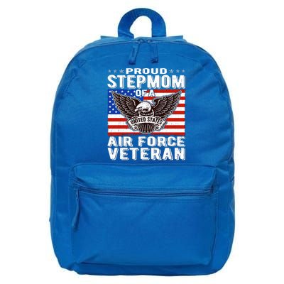 Proud Stepmom Of Us Air Force Veteran Patriotic Military Mom Gift 16 in Basic Backpack