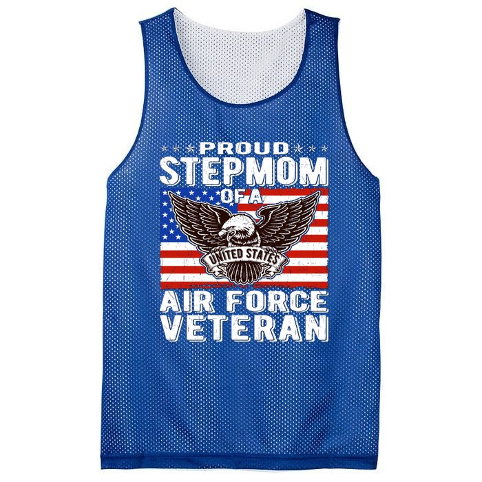 Proud Stepmom Of Us Air Force Veteran Patriotic Military Mom Gift Mesh Reversible Basketball Jersey Tank