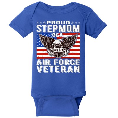 Proud Stepmom Of Us Air Force Veteran Patriotic Military Mom Gift Baby Bodysuit