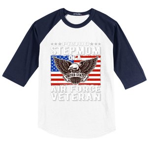 Proud Stepmom Of Us Air Force Veteran Patriotic Military Mom Gift Baseball Sleeve Shirt