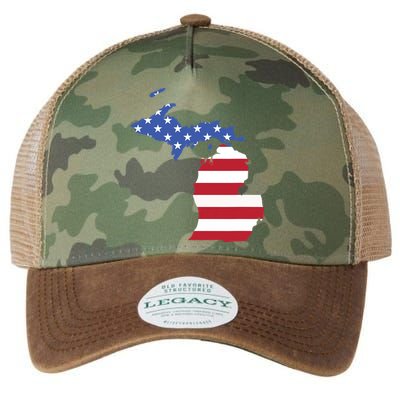 Patriotic State Of Michigan Usa Flag Legacy Tie Dye Trucker Hat