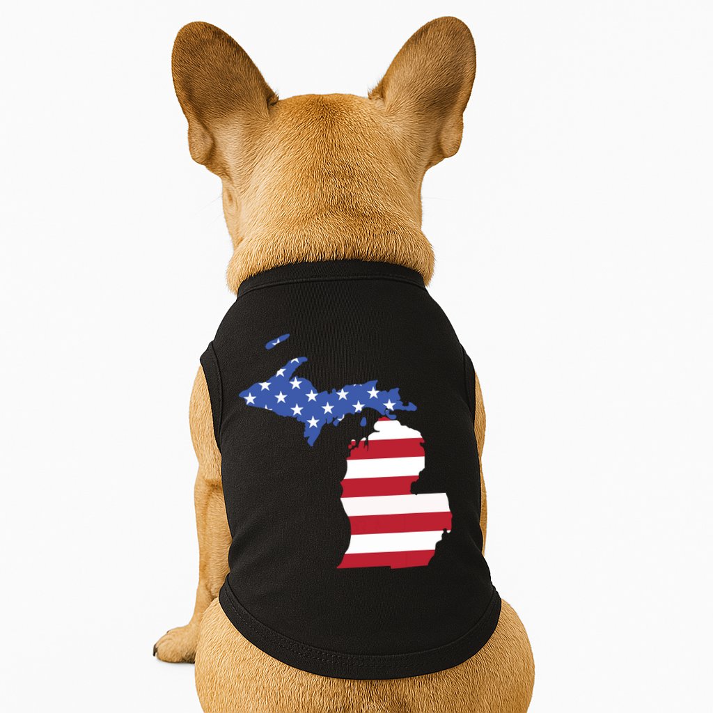 Patriotic State Of Michigan Usa Flag Doggie Tank