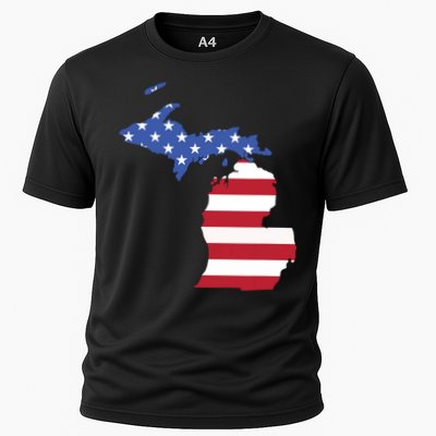 Patriotic State Of Michigan Usa Flag Performance Shirt