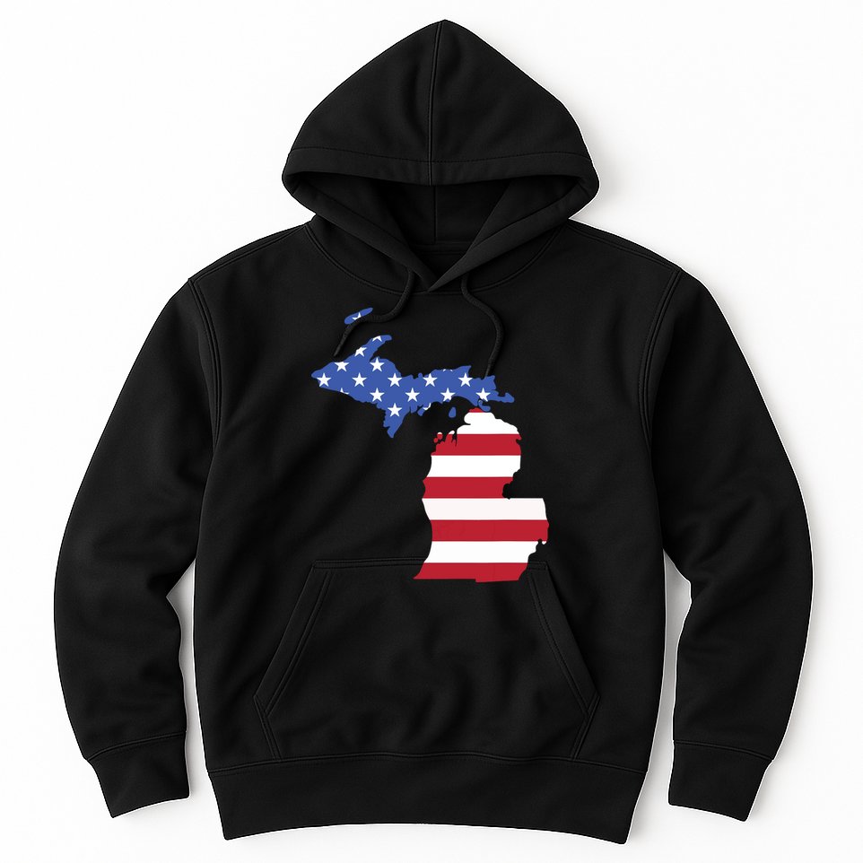Patriotic State Of Michigan Usa Flag Hoodie
