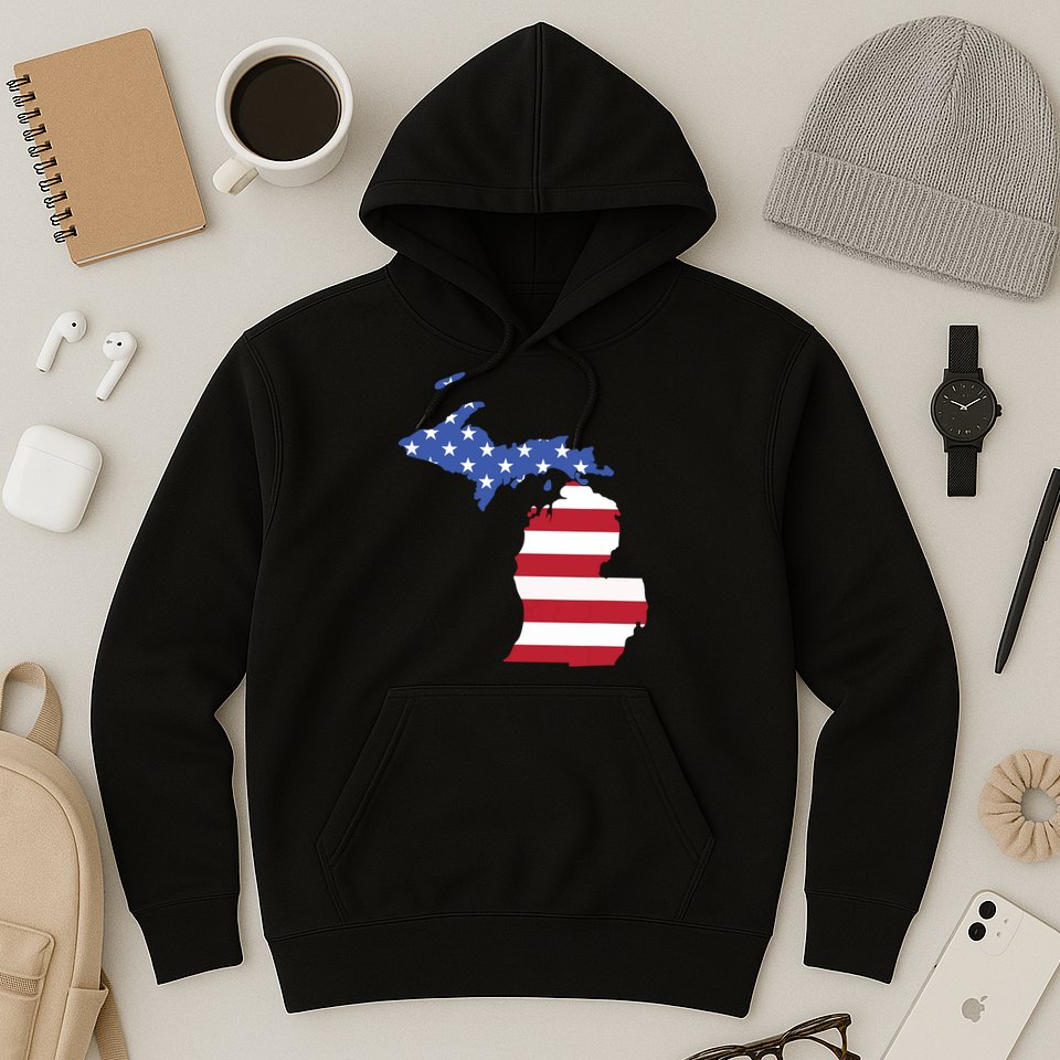 Patriotic State Of Michigan Usa Flag Hoodie