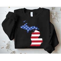 Patriotic State Of Michigan Usa Flag Sweatshirt