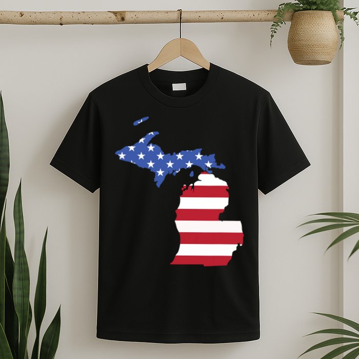 Patriotic State Of Michigan Usa Flag T-Shirt