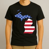 Patriotic State Of Michigan Usa Flag T-Shirt