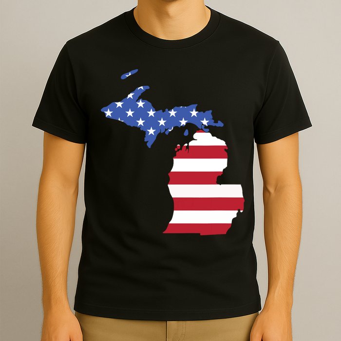 Patriotic State Of Michigan Usa Flag T-Shirt