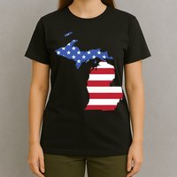 Patriotic State Of Michigan Usa Flag T-Shirt