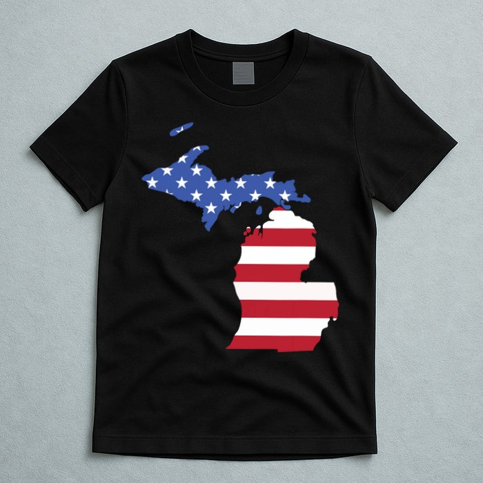 Patriotic State Of Michigan Usa Flag T-Shirt