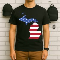 Patriotic State Of Michigan Usa Flag T-Shirt