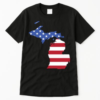 Patriotic State Of Michigan Usa Flag Tall T-Shirt