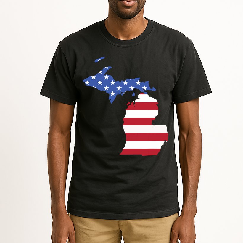 Patriotic State Of Michigan Usa Flag Tall T-Shirt