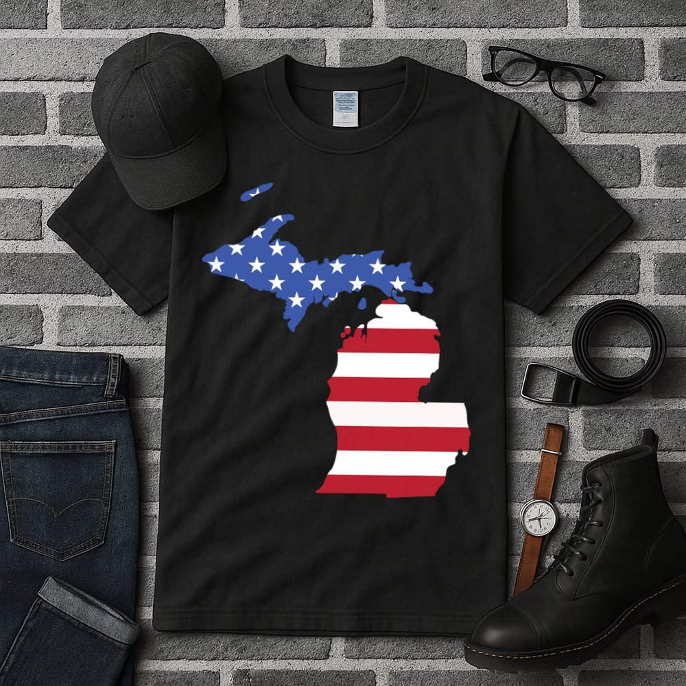 Patriotic State Of Michigan Usa Flag Tall T-Shirt