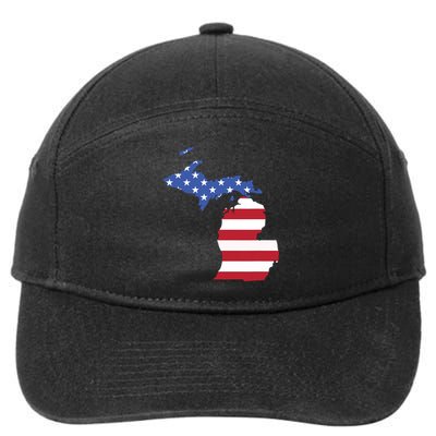 Patriotic State Of Michigan Usa Flag 7-Panel Snapback Hat