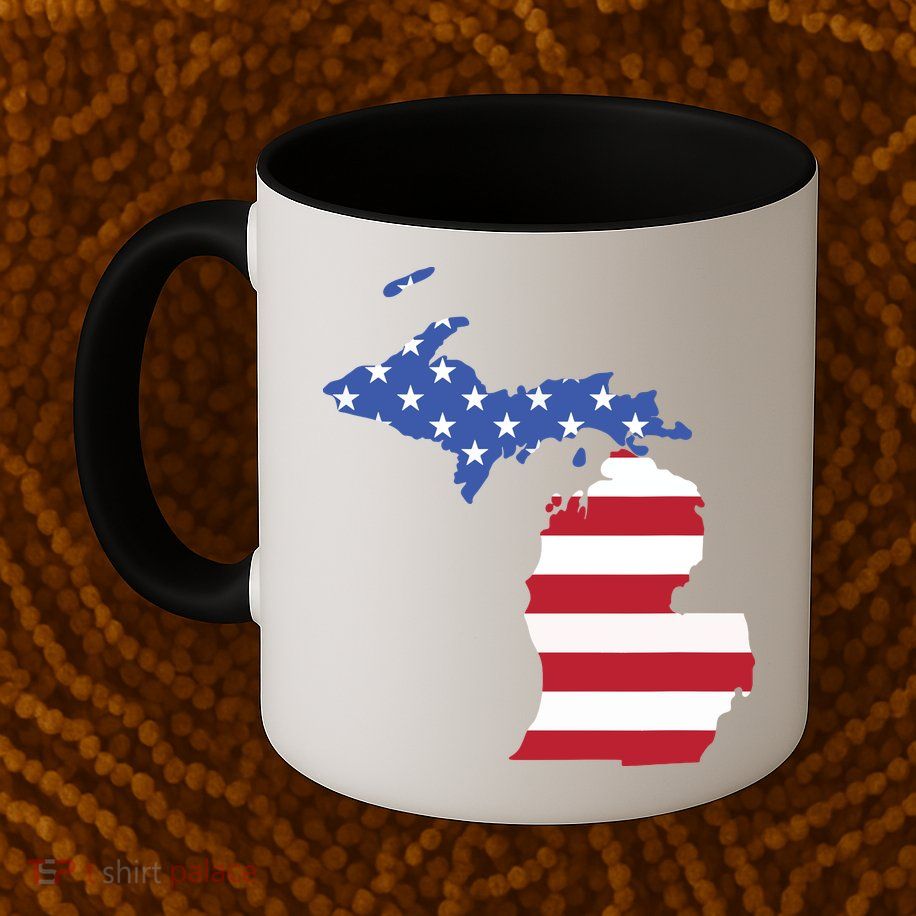 Patriotic State Of Michigan Usa Flag Mug