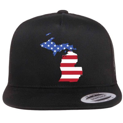 Patriotic State Of Michigan Usa Flag Flatbill Hat