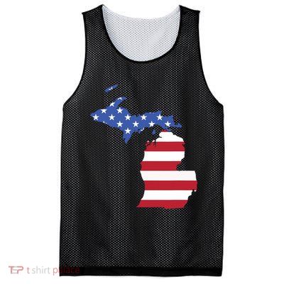 Patriotic State Of Michigan Usa Flag Mesh Reversible Basketball Jersey Tank