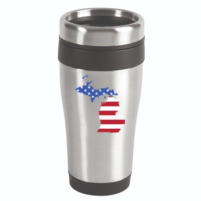 Patriotic State Of Michigan Usa Flag 16oz Travel Tumbler
