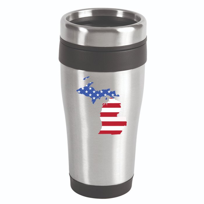 Patriotic State Of Michigan Usa Flag 16oz Travel Tumbler
