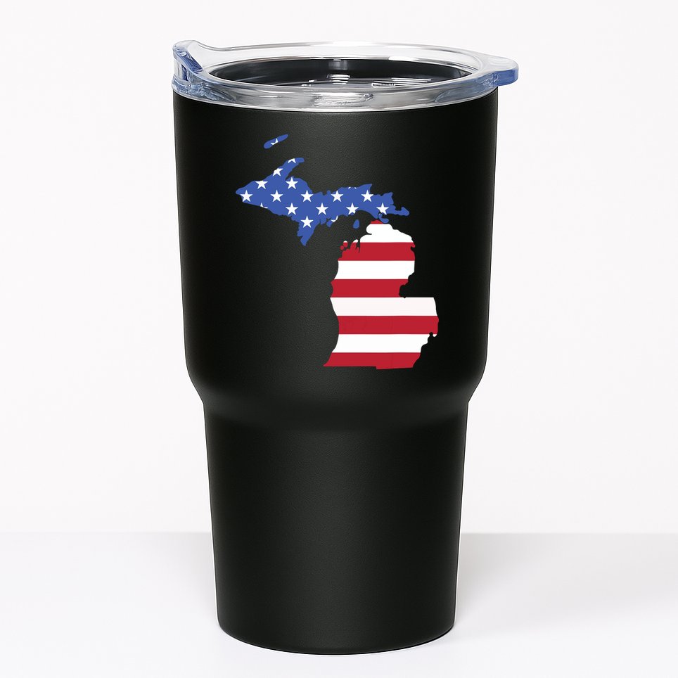 Patriotic State Of Michigan Usa Flag Tumbler