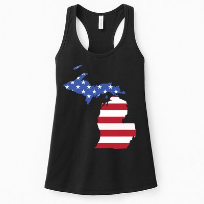Patriotic State Of Michigan Usa Flag Womens Tank Top