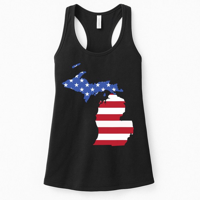 Patriotic State Of Michigan Usa Flag Womens Tank Top