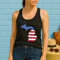 Patriotic State Of Michigan Usa Flag Womens Tank Top