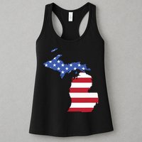 Patriotic State Of Michigan Usa Flag Womens Tank Top