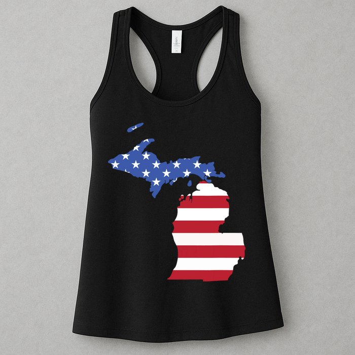 Patriotic State Of Michigan Usa Flag Womens Tank Top