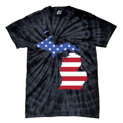Patriotic State Of Michigan Usa Flag Tie-Dye T-Shirt