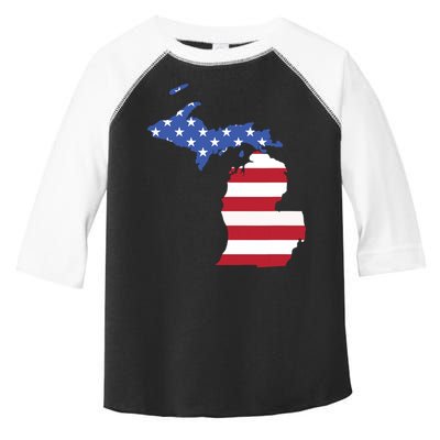 Patriotic State Of Michigan Usa Flag Toddler Fine Jersey T-Shirt