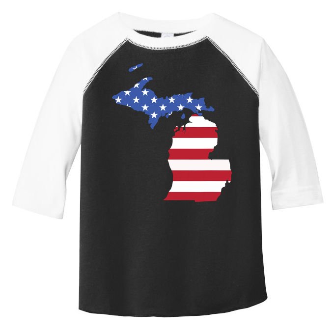 Patriotic State Of Michigan Usa Flag Toddler Fine Jersey T-Shirt