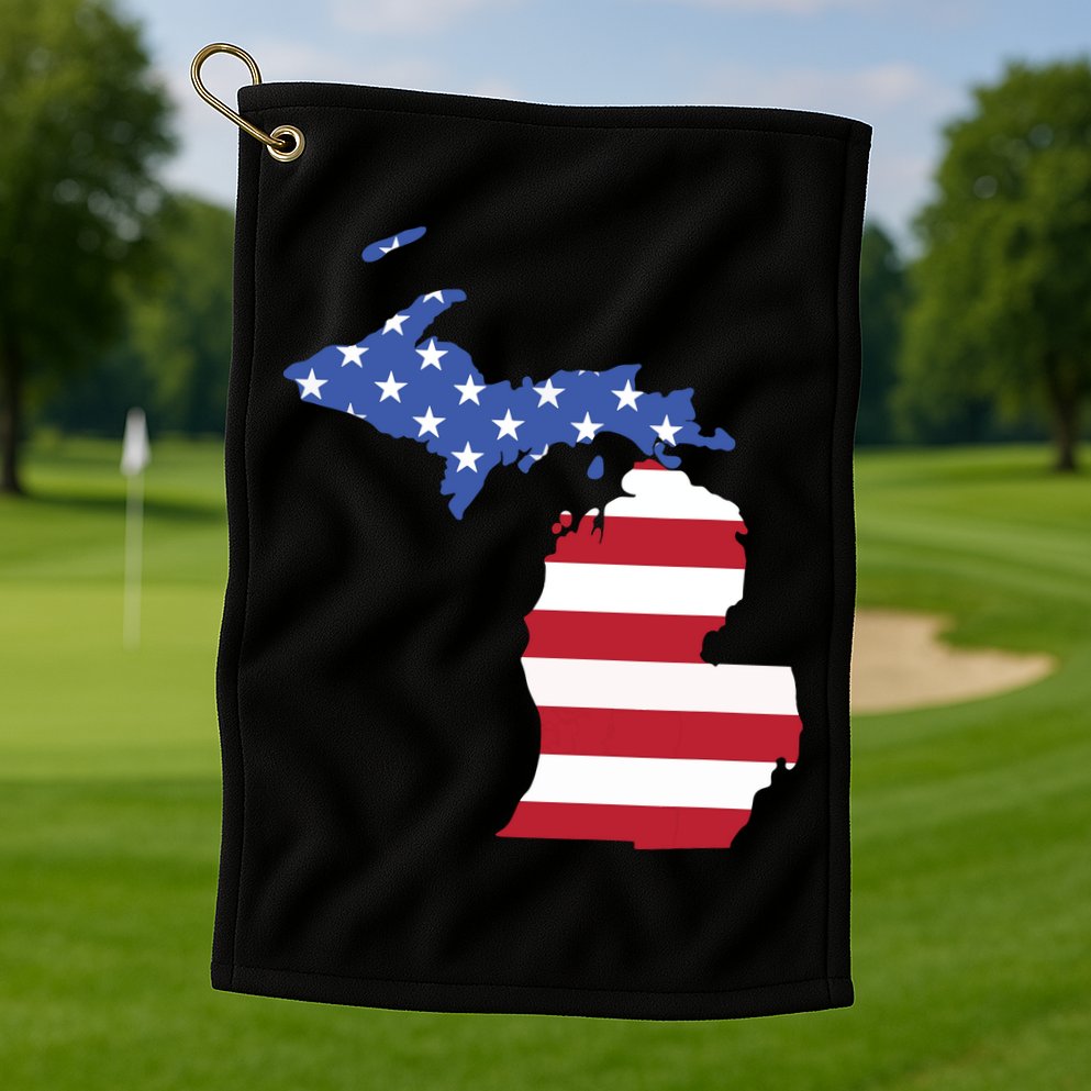 Patriotic State Of Michigan Usa Flag Golf Towel