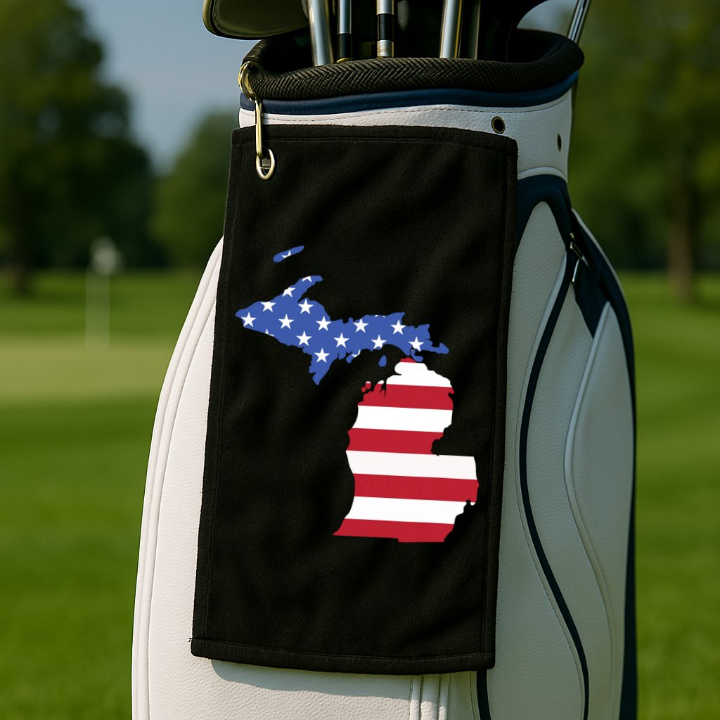 Patriotic State Of Michigan Usa Flag Golf Towel