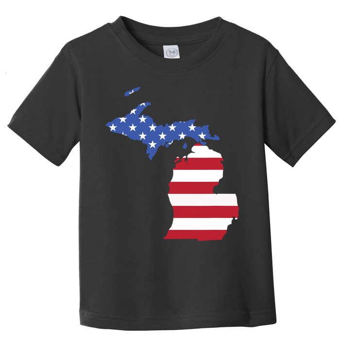Patriotic State Of Michigan Usa Flag Toddler T-Shirt