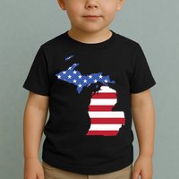 Patriotic State Of Michigan Usa Flag Toddler T-Shirt