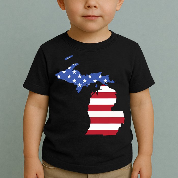 Patriotic State Of Michigan Usa Flag Toddler T-Shirt