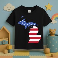 Patriotic State Of Michigan Usa Flag Toddler T-Shirt