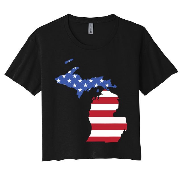 Patriotic State Of Michigan Usa Flag Crop Top