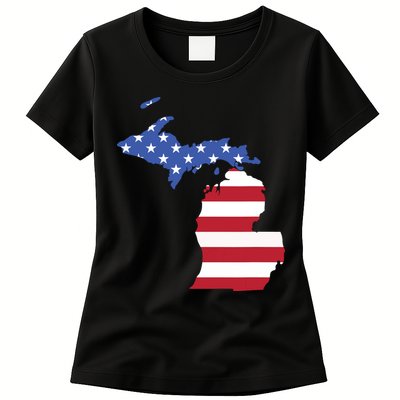 Patriotic State Of Michigan Usa Flag Womens T-Shirt