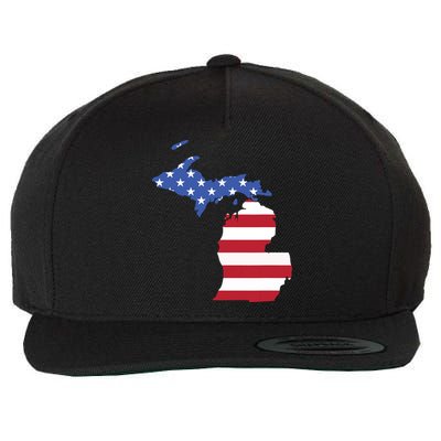 Patriotic State Of Michigan Usa Flag Wool Snapback Cap