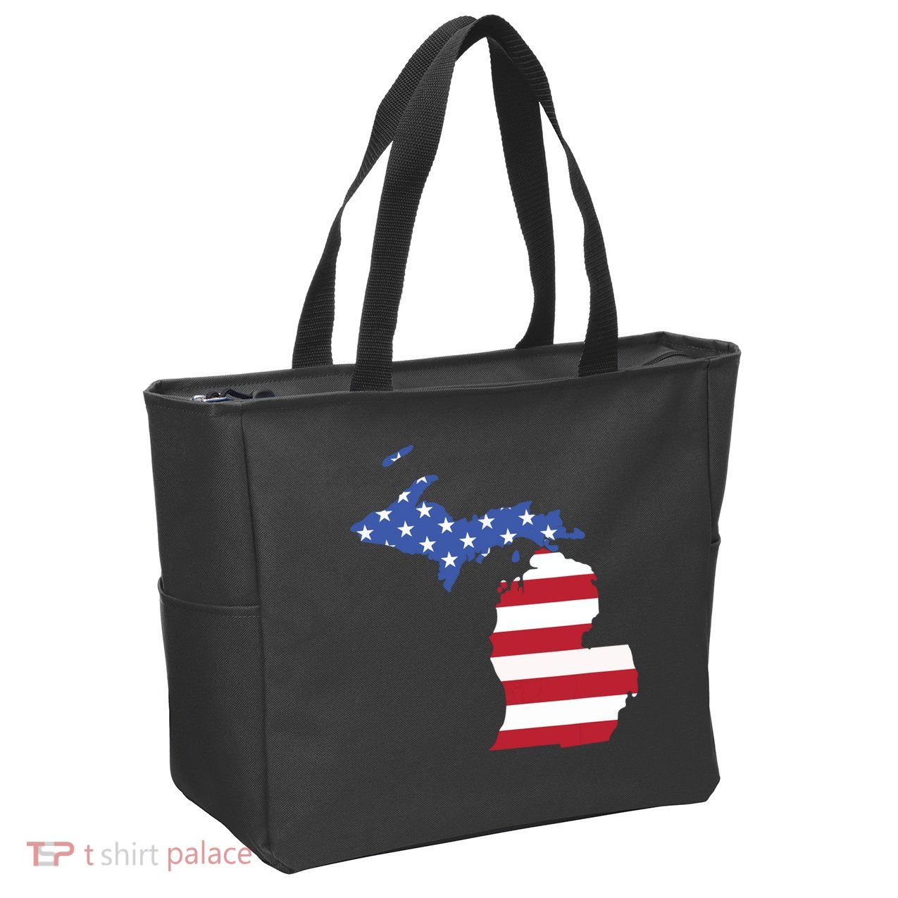 Patriotic State Of Michigan Usa Flag Zip Tote Bag