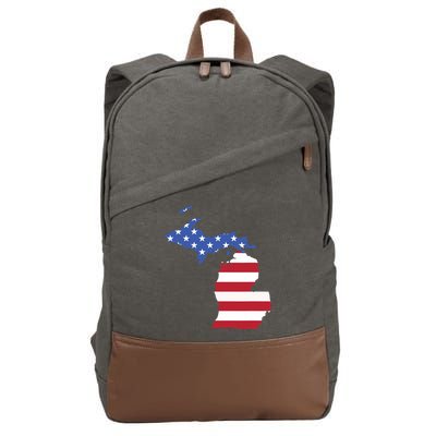 Patriotic State Of Michigan Usa Flag Cotton Canvas Backpack